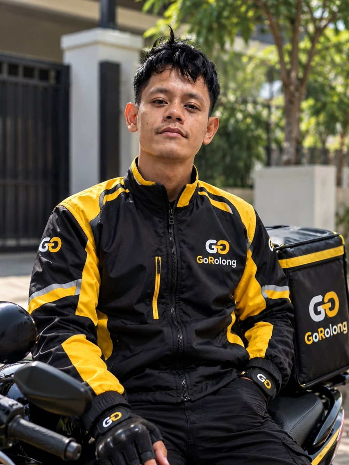 Kurir GoRolong membawa pesanan